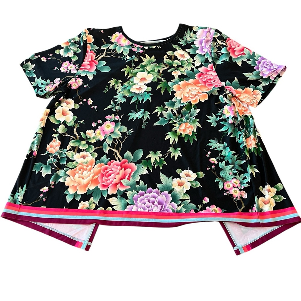 Johnny Was Active Floral Open Back Top Size L